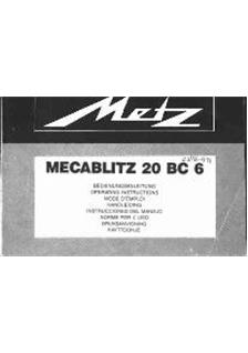 Metz 20 BC 6 manual. Camera Instructions.